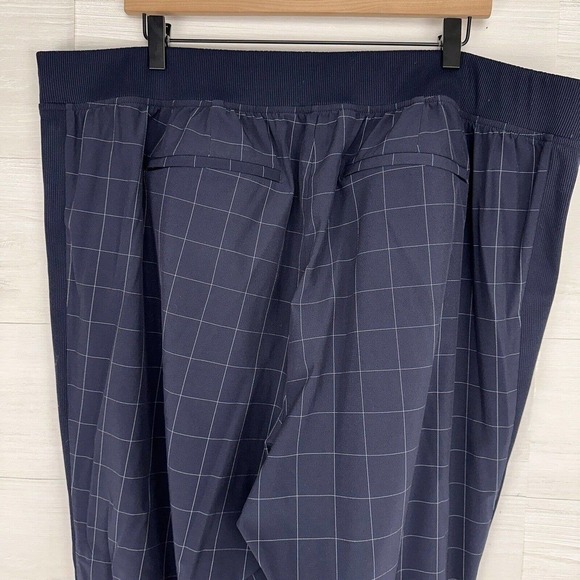Athleta Brooklyn Textured Pull On Ankle Pants Women Sz 22 Navy Blue Windowpane - Picture 8 of 15